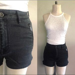ZARA BLACK DENIM ZIPPER POCKETS SHORTS - 6
